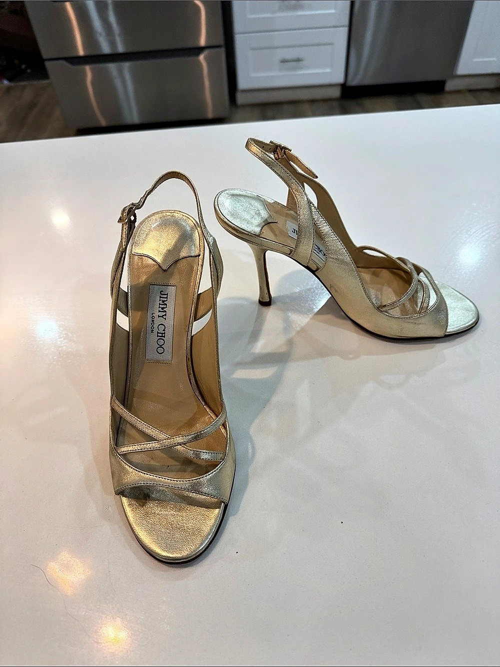 Jimmy Choo Metallic Strappy 👠 Gold EU 38